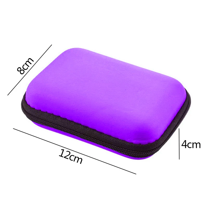 purple 12x8cm Органайзер проводов для наушников коробка данных кабель коробка для хранения Чехол Контейнер монета наушники защитный чехол контейнер - Цвет: purple 12x8cm