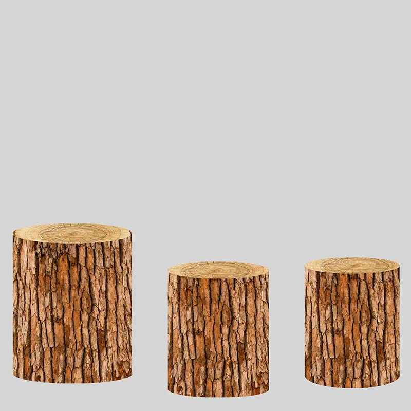 Round Cylinder Plinth Covers Background Elastic Fabric Polyster Customize Size Brown Wood Backdrop cover | Электроника
