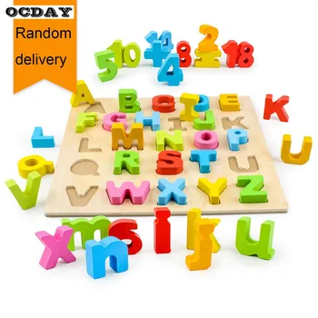 

OCDAY 3D Puzzle Toys Environmental Friendly Wooden Children Baby Kids Toys Puzzle Early Education Letter Learning Toys