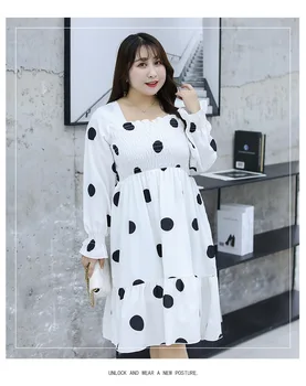 

Lady Dresses Summer Plus Size Dot Print Full Sleeve Summer Woman Casual Beach Party Oversized Bohemian Dresses Female Dress 4XL