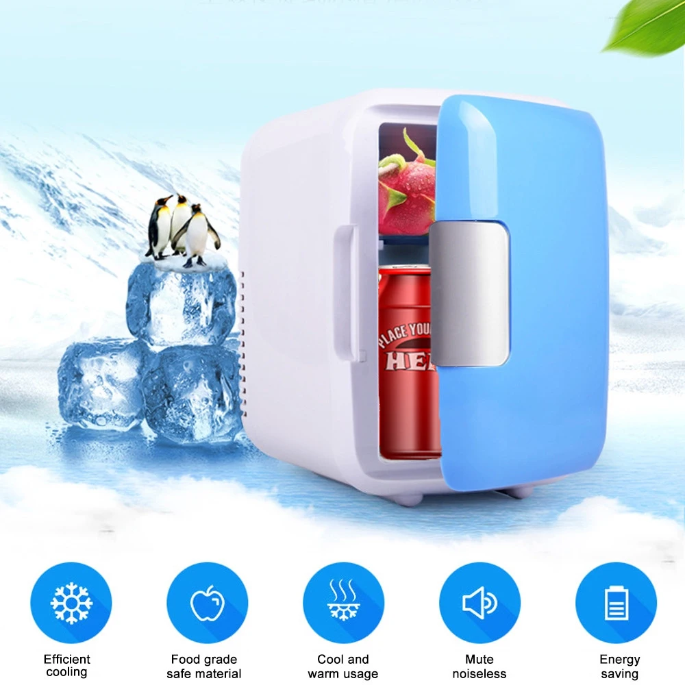 

New 4L Mini Fridge 2 In 1 Less Noise Car Refrigerator Portable Geladeira Freezer Cooling Heating Box Fridge Fishing Camping