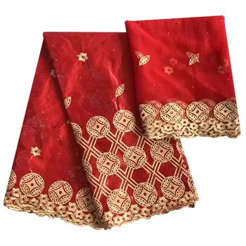 

bazin riche fabric africaine bazin broderie tissu Red basin riche getzner guinea brocade fabric bazin brode lace 5+2yards/lot A8