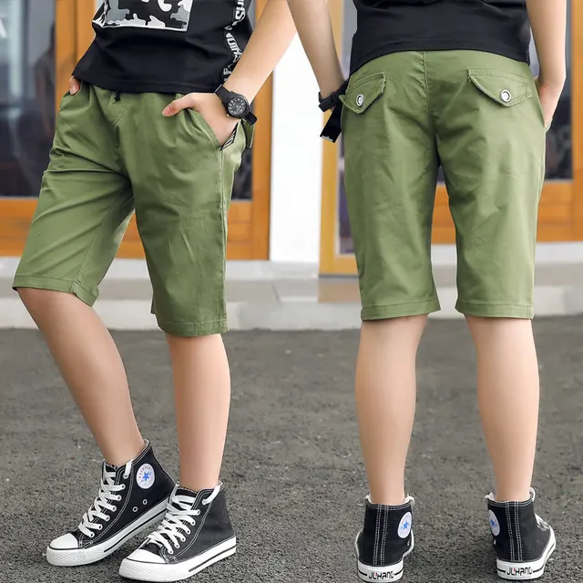 IENENS Young Boys Shorts Clothing Children Sloid Color Mid Pants Fit 7-15Y Summer Kids Baby Boy Casual Boardshorts Short Pants 2