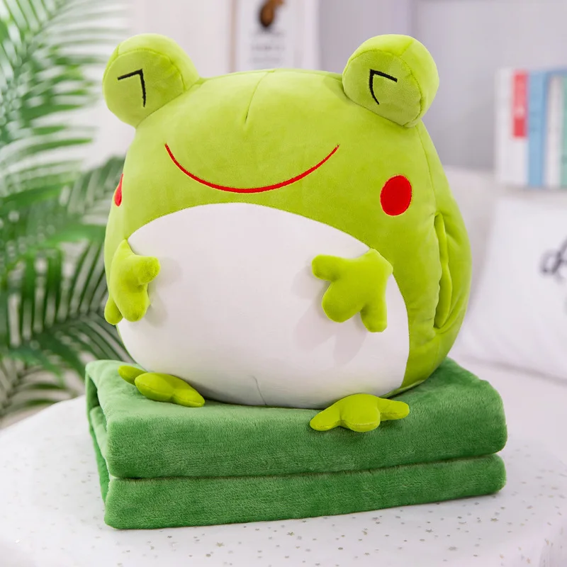 

Creative Cute Frog Plush Toys Airable Cover for a Girlfriend Children Birthday Gift Hand Warmer Pajama Pillow