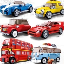 Sluban город автомобиль конструктор совместимый с лего скорость чемпионов гоночный автомобиль двойной-deck автобус наборы модель строительные блоки кирпичи дети игрушки комплект