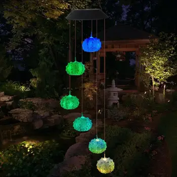 

Solar Charging LED Wind Chime Light Waterproof Colorful Spinner Lamp Lawn Balcony Hanging Light Weight Easy To Hang