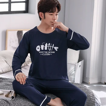 

Men's pajamas spring and autumn cotton long sleeve cartoon youth autumn and winter all cotton home clothes student winter suit 0