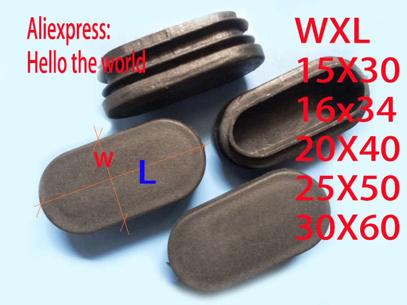 

15X30 16x34 20X40 25X50 30X60 ellipse oval Elliptic ellipsoid shaped tube plug cap end school desk chair steel leg oval feet
