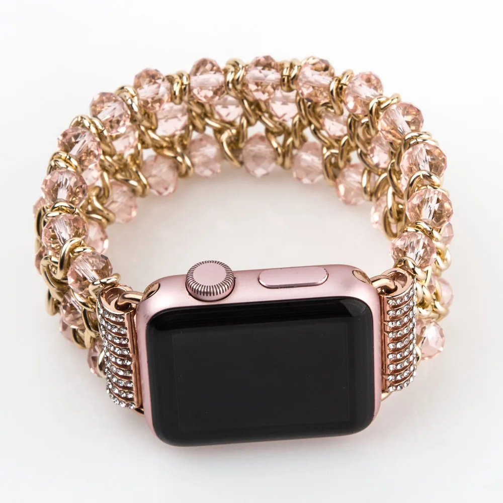 Эластичный браслет из агата в форме граната ручной работы для Apple Watch SE Band Series 6 5 4 3