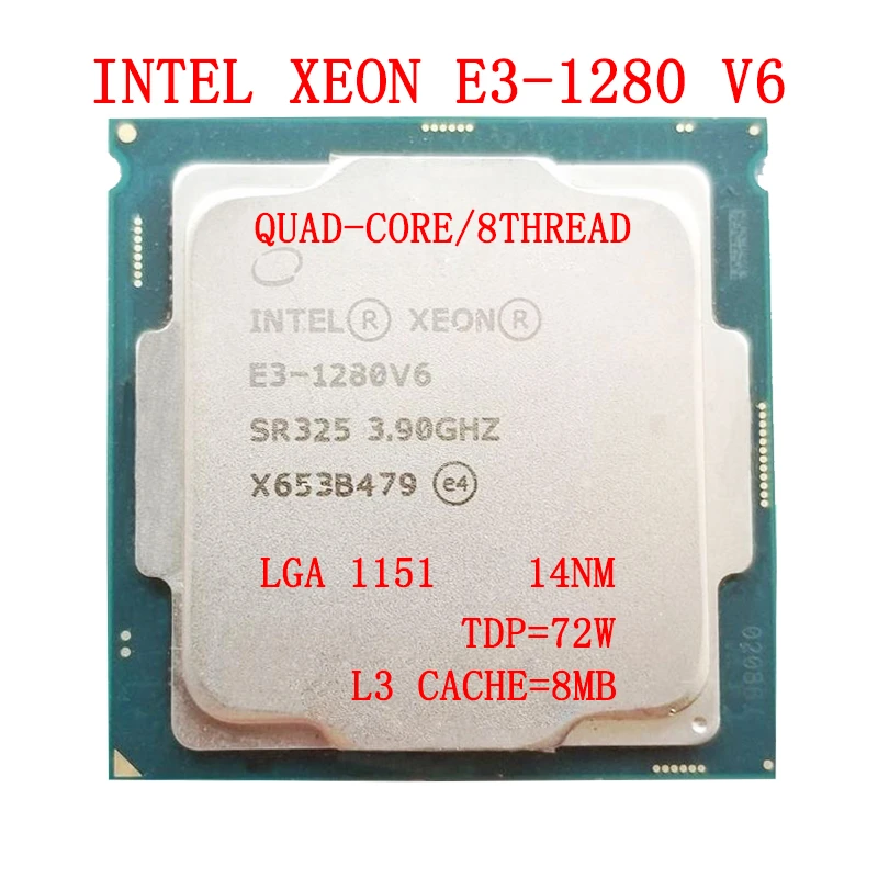 afvoer Hoelahoep Zielig Intel Xeon Processor E3 1280 v6 e3 1280v6 8M cache, 3.90 GHz,TDP 72W, LGA  1511 Quad Core CPU DIY Assembly Machine Accessories|CPUs| - AliExpress