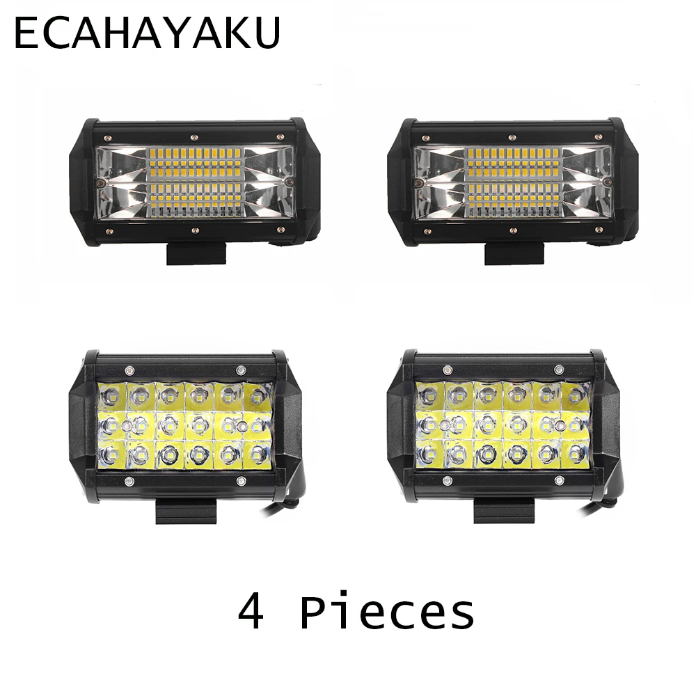 

ECAHAYAKU LED Bar 5" LED Work Light Bar 54W 72W Flood Beam IP68 Driving Light for Tractor Off-Road 4x4 Trucks SUV Hummer 12V 24V