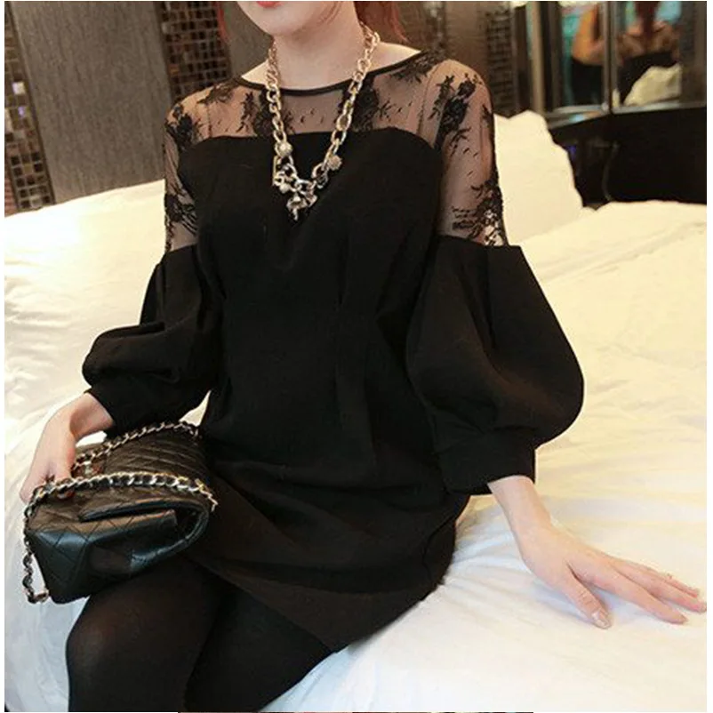 

2019 Summer Wear New Style Omega-Large Size Dress Fat Mm Slimming Winter Plus-sized Lace Shirt Dress