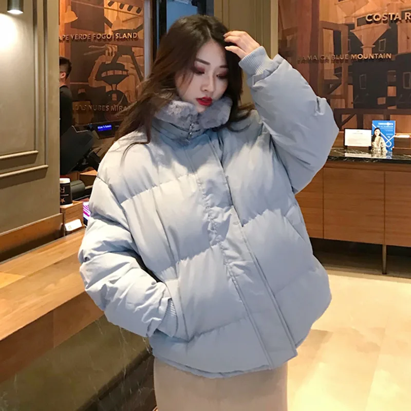

Fur Collar Cotton-padded Jacket Winter Women's 2019 New Style Hong Kong Style INS Coat Loose Thick down Coat Students Casual Cot