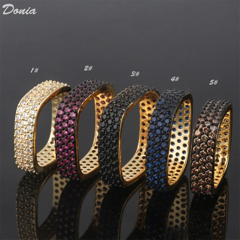 

Donia jewelry Fashion Europe and the United States new ring inlaid AAA zircon ring geometry color zircon ring banquet jewelry