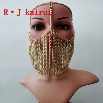 

New RJHE32 Women Harness Gold Chains Layers Head Chains Jewelry Cosplay Chains Head Hair Jewelry 3 Colors