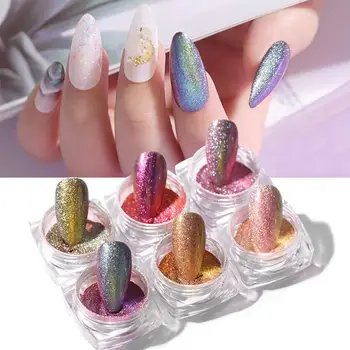 

6pcs New Explosion Nail Glitter Color Japanese Style Sandpaper Powder 6 Color Set Flowing Sand Gold Glitter Bright Color Set