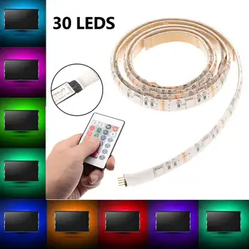 

1M USB Waterproof 30 LED Bar Strip Light Smart RGB Led Strip TV Computer Background Lighting DC 5V 16 Colors Home KTV Decoration