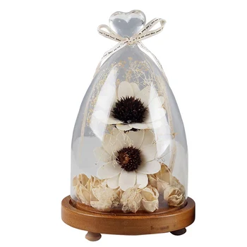 

Nortic Bowknot Heart Glass Cover Dry Flower Ornament Glass Crafts European Home Decoration Accessories Mordon Room Decoration