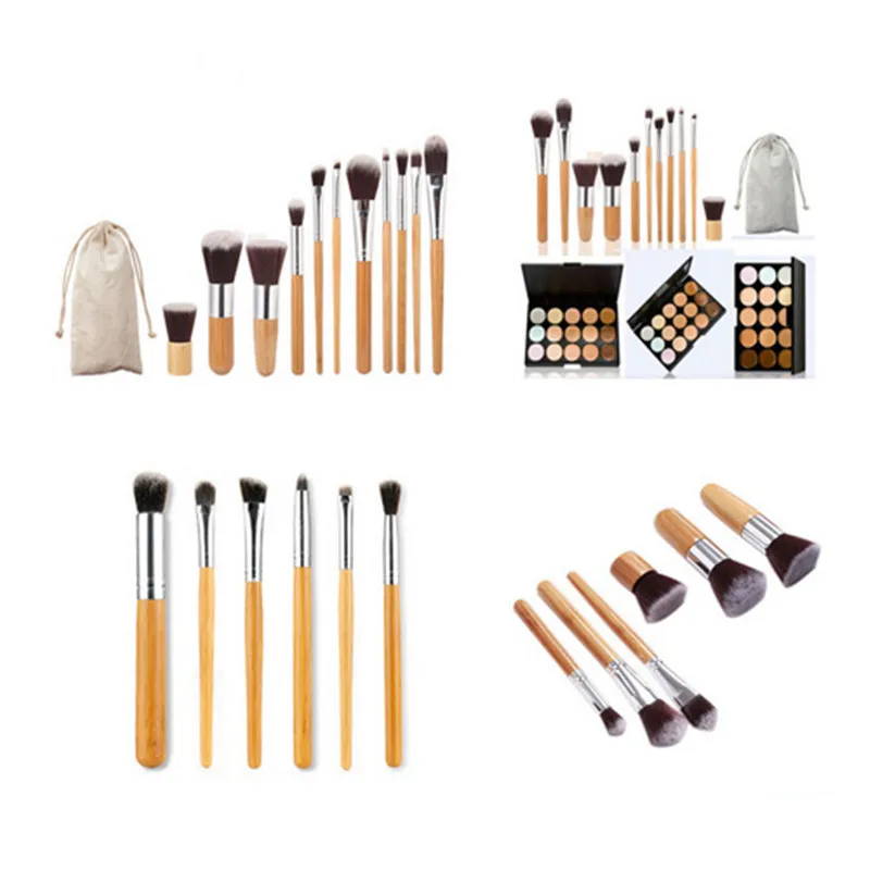 11/5pc Makeup Brushes Professional Powder Foundation Eye Blending Contour Makeup Brushes Set Nylon Hair Bamboo Handle Brush