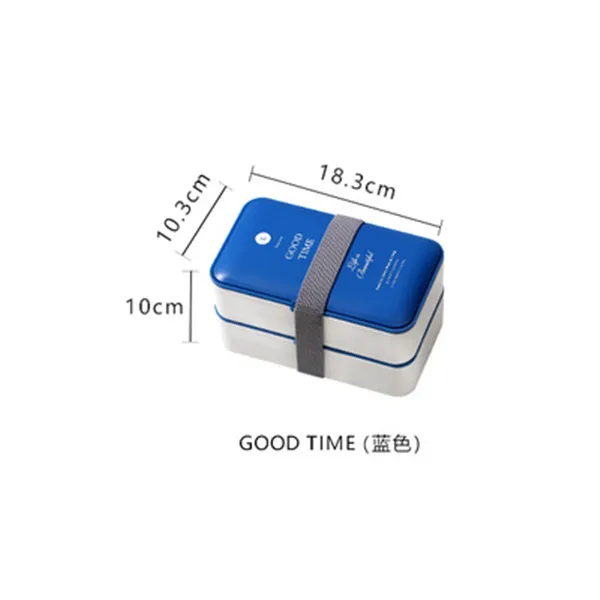 Japanese Microwave Lunch Box Food Container Children Kids School Portable Bento Box Leak-Proof With Spoon Chopsticks - Цвет: GOOD TIME blue