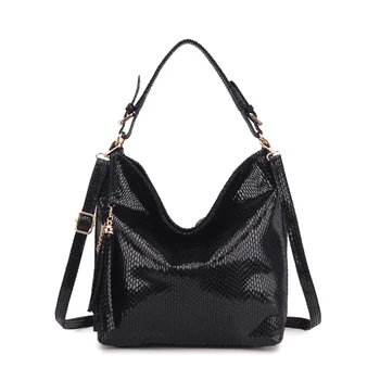 

LOSLANDIFEN Designer Snake Pattern Shoulder Bag Women Luxury Handbag Soft Leather Bucket Bag Crossbody Bags Ladies Casual Totes