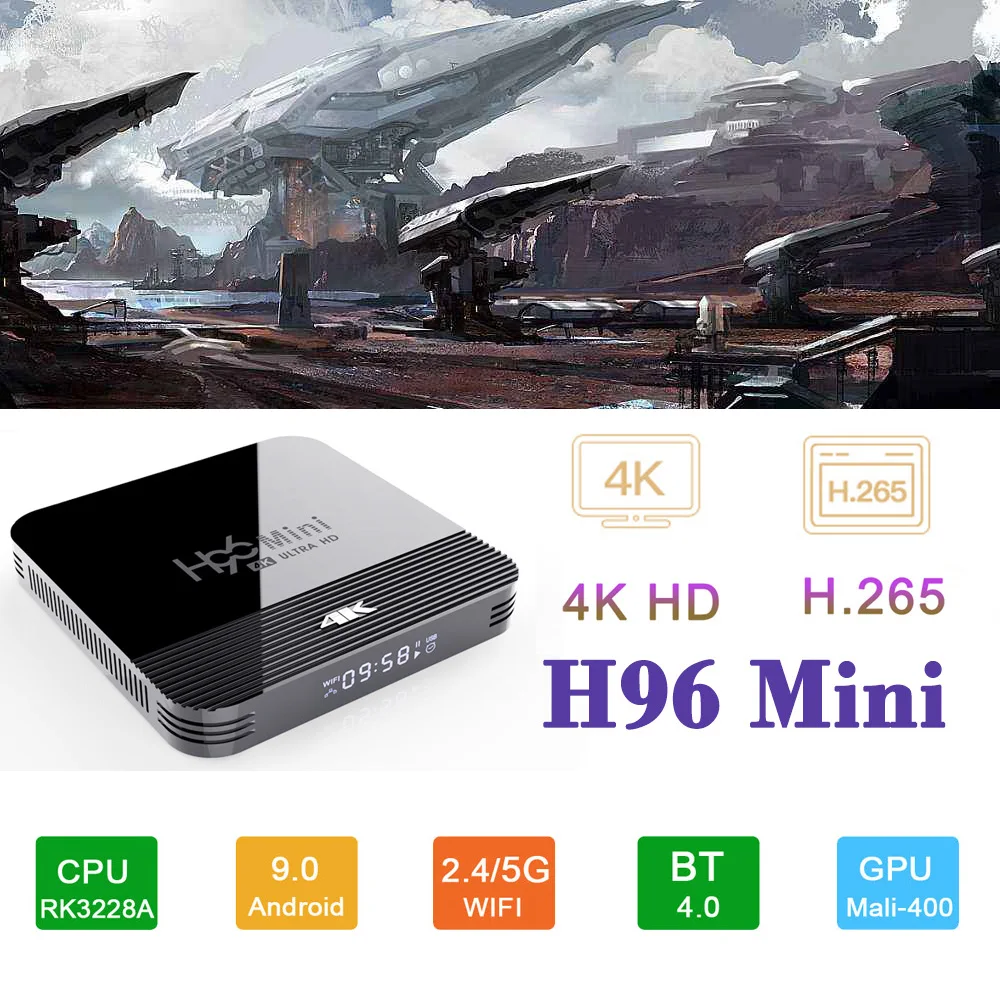 

Android 9.0 TV Box H96 Mini H8 RK3228A 4K Smart TV Box H.265 Dual Wifi BT4.0 OTT Android Set Top Box IPTV Media Player Youtube
