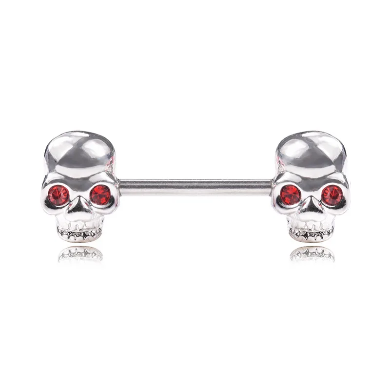 1 Pcs Skull Zircon Nipple Ring Septum Piercing Industrial Stainless Steel Helix Barbell Earrings Body Jewelry Women Accessories | Украшения
