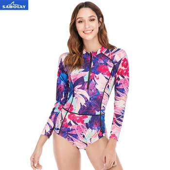 

SABOLAY Women Rashguard One Piece Elastic Swimsuit Quick Dry Shirt Brief Colour Swimwear Bathing Suit Summer Beach Wear Suit
