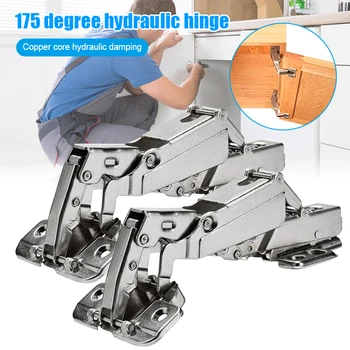 

2pcs 175 Degree Hinges Frameless Cabinet Doors Hinges Concealed Hydraulically Adjustable Mounting Hinges XH8Z