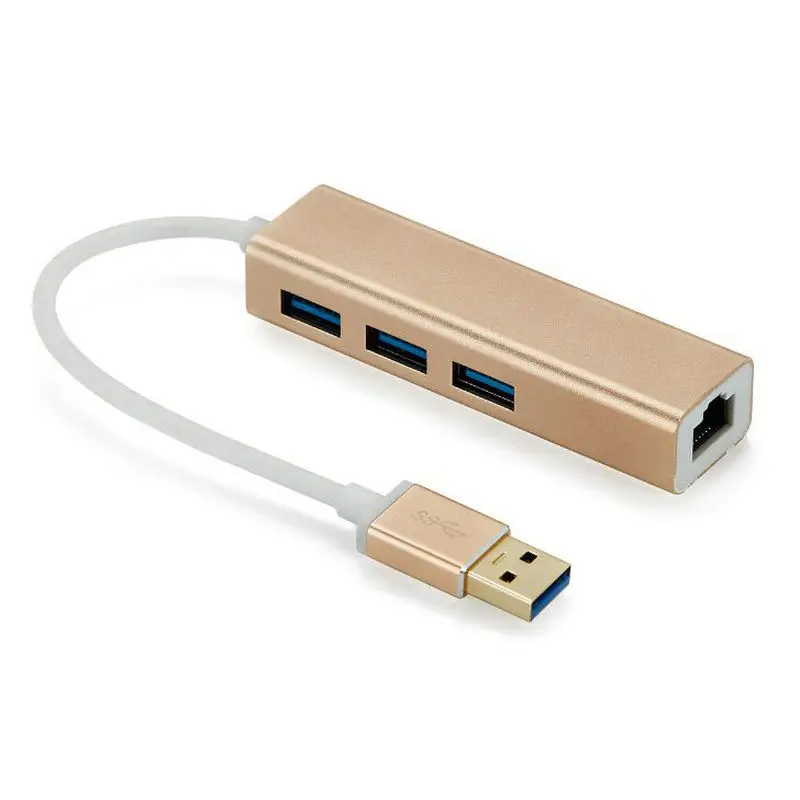 Алюминиевый USB3.0 Gigabit LAN+ 3 портовый концентратор USB до 3,0 RJ45 Gigabit LAN с 3 хабом Многофункциональный гигабитный кабель NIC