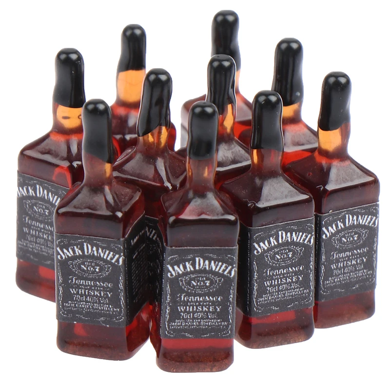 10Pcs Dollhouse Miniature Wine Bottles Pretend Play Toy Dolls Drink Accessories