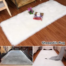 Ковер из искусственной шерсти Прямоугольник декоративный искусственный коврик подушка для сиденья Гладкий мех пушистые ковры моющиеся домашний текстиль ковер для гостиной