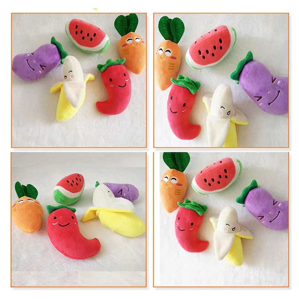 Dog Puppy Chew Toy Squeaky Short Plush Sound Cute Vegetable Carrot Design Toys Safety Non-toxic Durable to Squeeze for Pets Toys