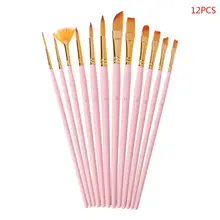 12 шт., кисти для рисования, тонкие нейлоновые волосы, Круглые, filber Angel, плоские Кисти для краски, инструменты