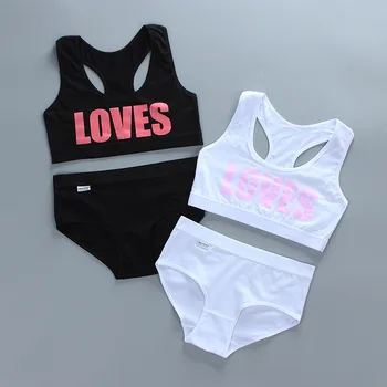 여아 훈련 브래지어 및 팬티 세트, 부드러운 속옷, 여아 액세서리, 통기성 어린이 브래지어, 십대 소녀 8-16 세, 2 개