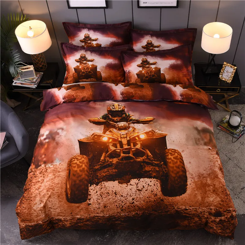 

3d Sports Motorcycle Duvet Cover Set Single double Twin/Queen 2pcs/3pcs bedding sets Bed Linen for boys Teens