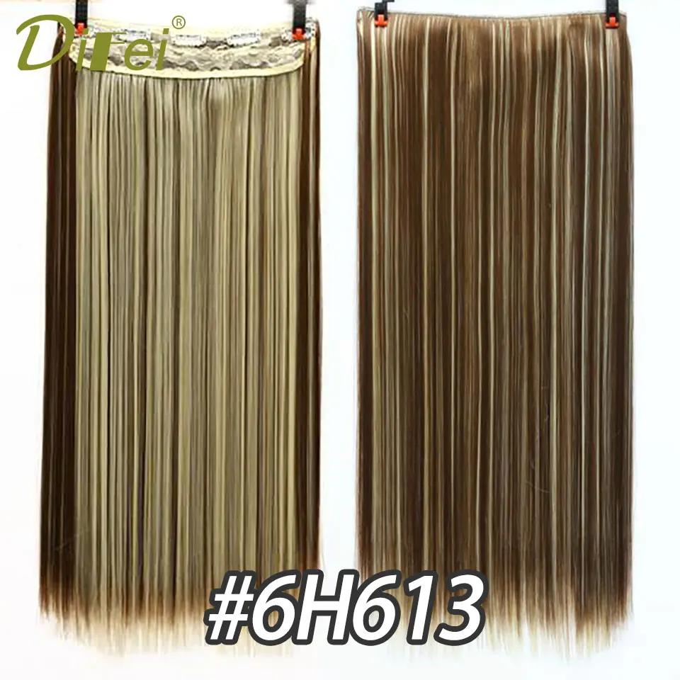 DIFEI 60 см 24 дюйма длинные прямые синтетические волосы для наращивания 5 клипсов в высокой температуре волокна черный коричневый шиньон - Цвет: 4/30HL
