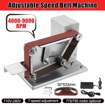 

DOERSUPP 30mm Mini Belt Sander Adjustable 7-Speed Polishing Grinding Machine Edge Sharpener Machine Sanding Grinder Polisher