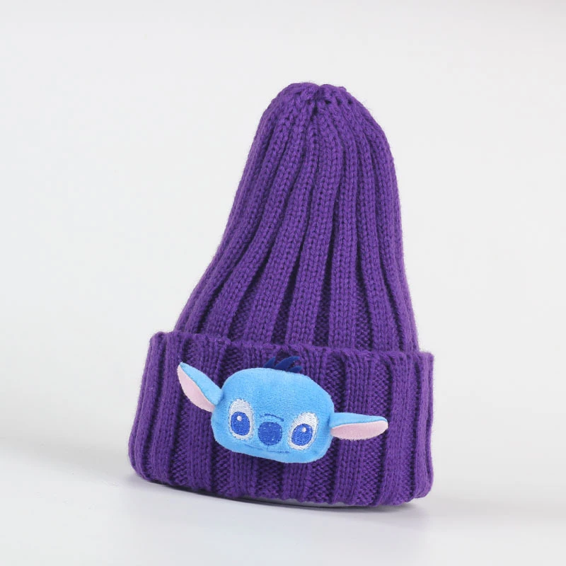 Зимние Детские шапки для мальчиков и девочек, вязаные шапочки, шапка с украшением в виде фруктов и животных, плотная шапка для малышей, теплая шапка для маленьких девочек - Цвет: dark purple