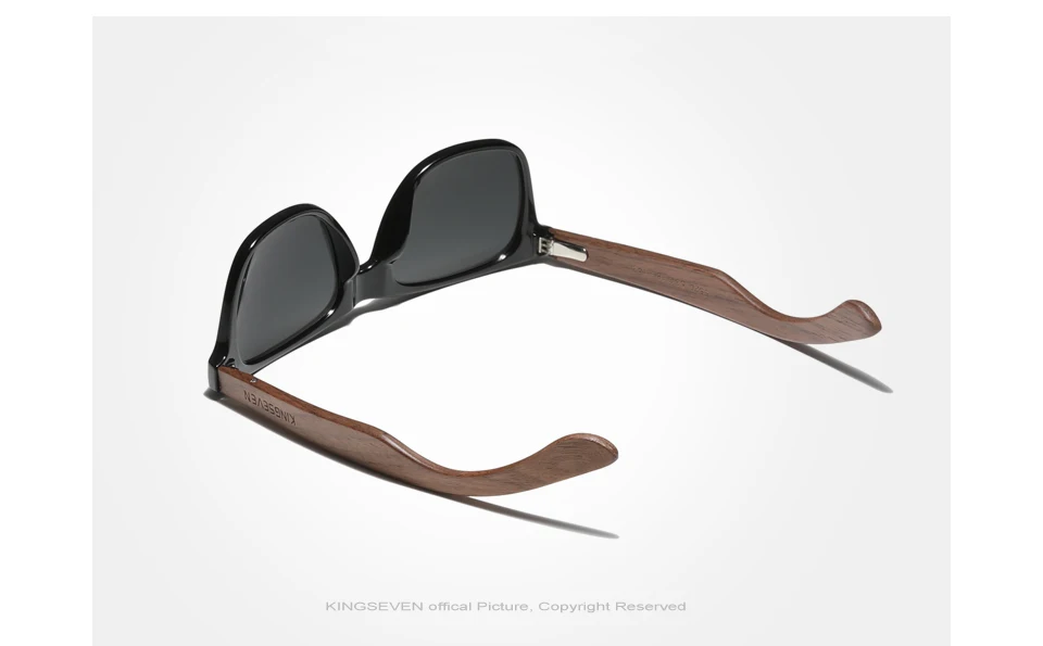 KINGSEVEN New Black Walnut Wood Frame Sunglasses Wooden Box