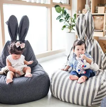 

Dropshipping Childrens Kid Cute Stripe Rabbit Bean Bag Chair Lazy living Room sofas with EPP beans filler