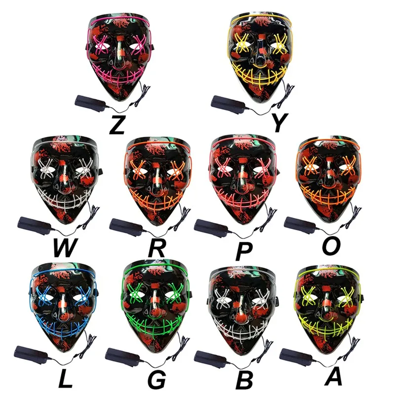 Светится в темноте EL маска на Хэллоуин вечеринку маскарадные маски светящаяся маска светящийся ужас маскарадные аксессуары для косплея