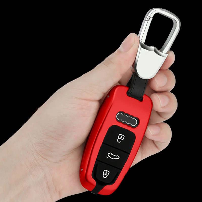 Алюминиевый сплав чехол для ключей Audi A6L A8L A7 автомобильный брелок - Название цвета: Red with buckle