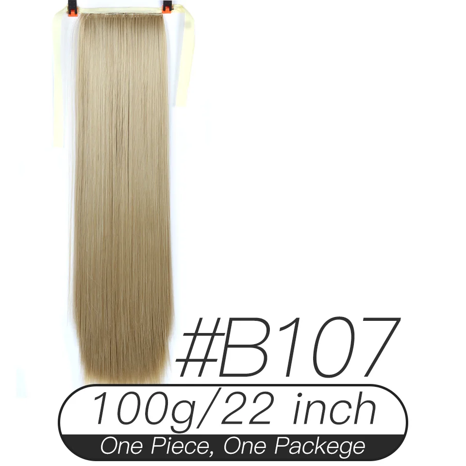 B107 Xnaira афро поддельные волосы пучок кусок блонд длинный прямой шнурок конский хвост Синтетический конский хвост наращивание волос Клип Ins для черного - Цвет: B107