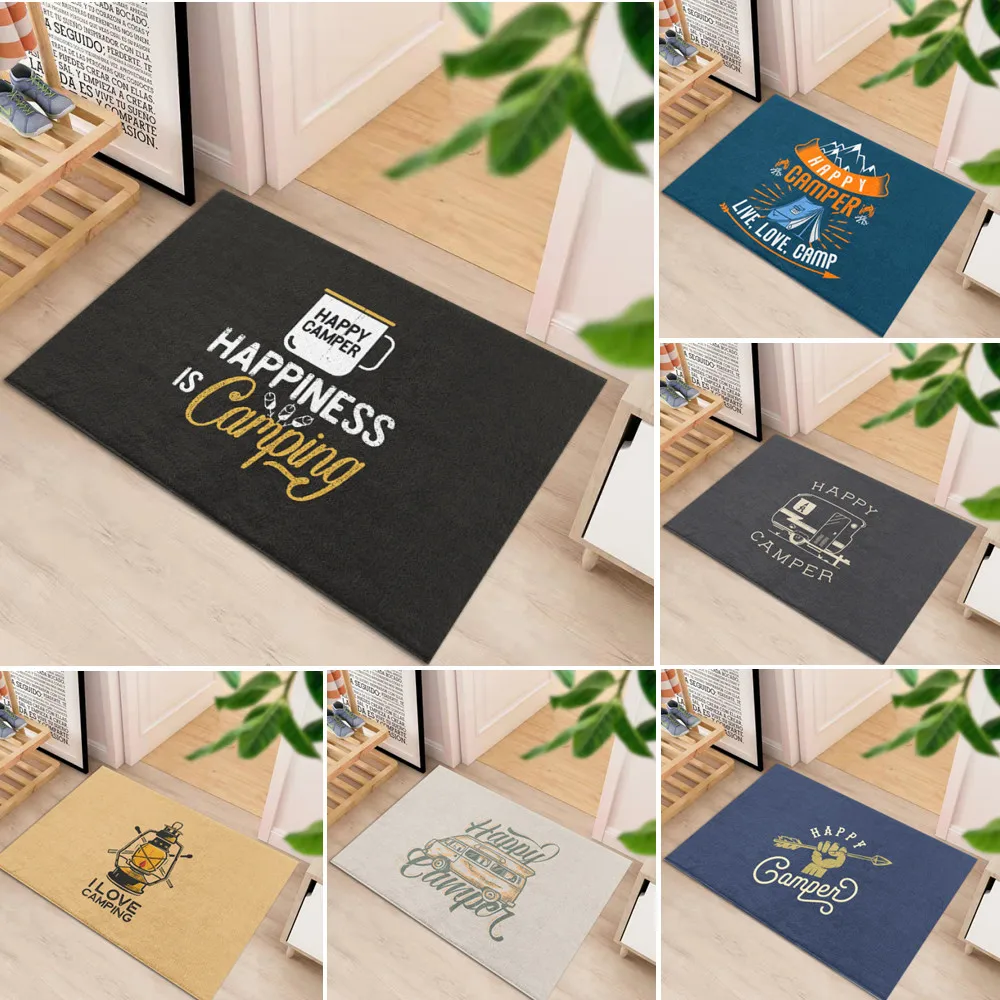Happy Camper Kitchen Mat Cheaper Anti-Slip Modern Area Rugs Living Room Balcony Bathroom Printed Carpet Doormat Hallway Bath Rug | Дом и сад