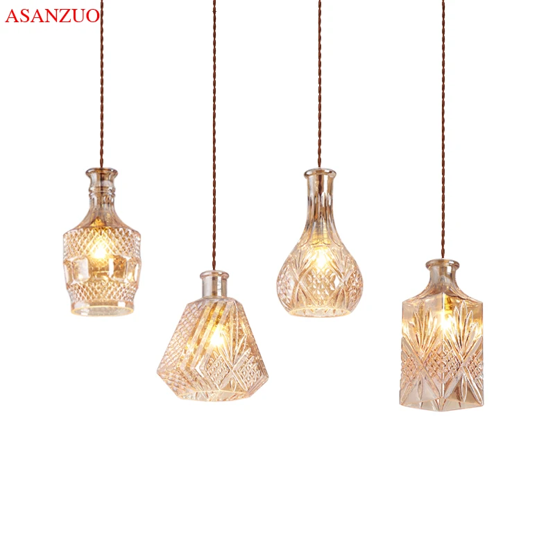

Vintage Wine Bottle Pendant Lights CafeRoom/Bar Lamp Single Glass Pendant Lamps Decoration Indoor Lighting E27