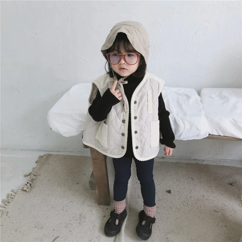 Новинка года; сезон осень-зима; детская одежда в Корейском стиле; детский Тонкий хлопковый жилет для мужчин и женщин; детский свободный стиль