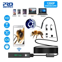 PROSTORMER 8 мм wifi эндоскоп 1200P камера для осмотра труб IP67 водонепроницаемая камера 8LED бороскоп для Android ПК IOS эндоскоп