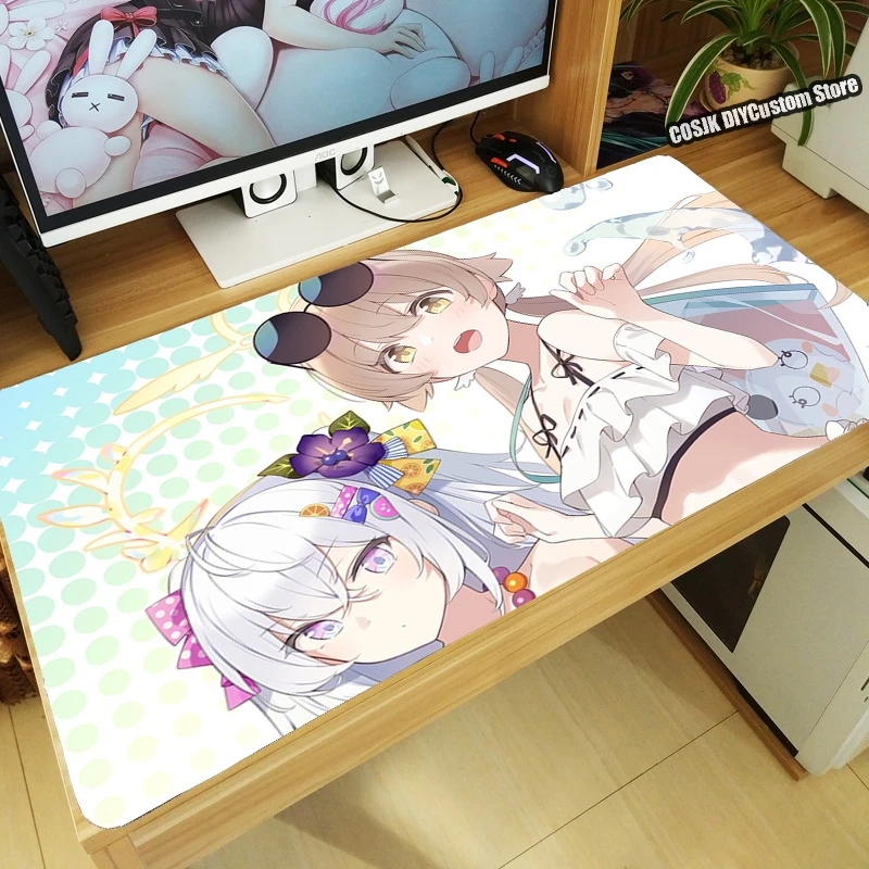 plus size costumes Anime Game Blue Archive Azitani Hifumi Shirasu Azusa Mouse Pad Thicken Computer Kawaii Gaming Mousepad Table Keyboard Desk Mat Anime Costumes Cosplay Costumes