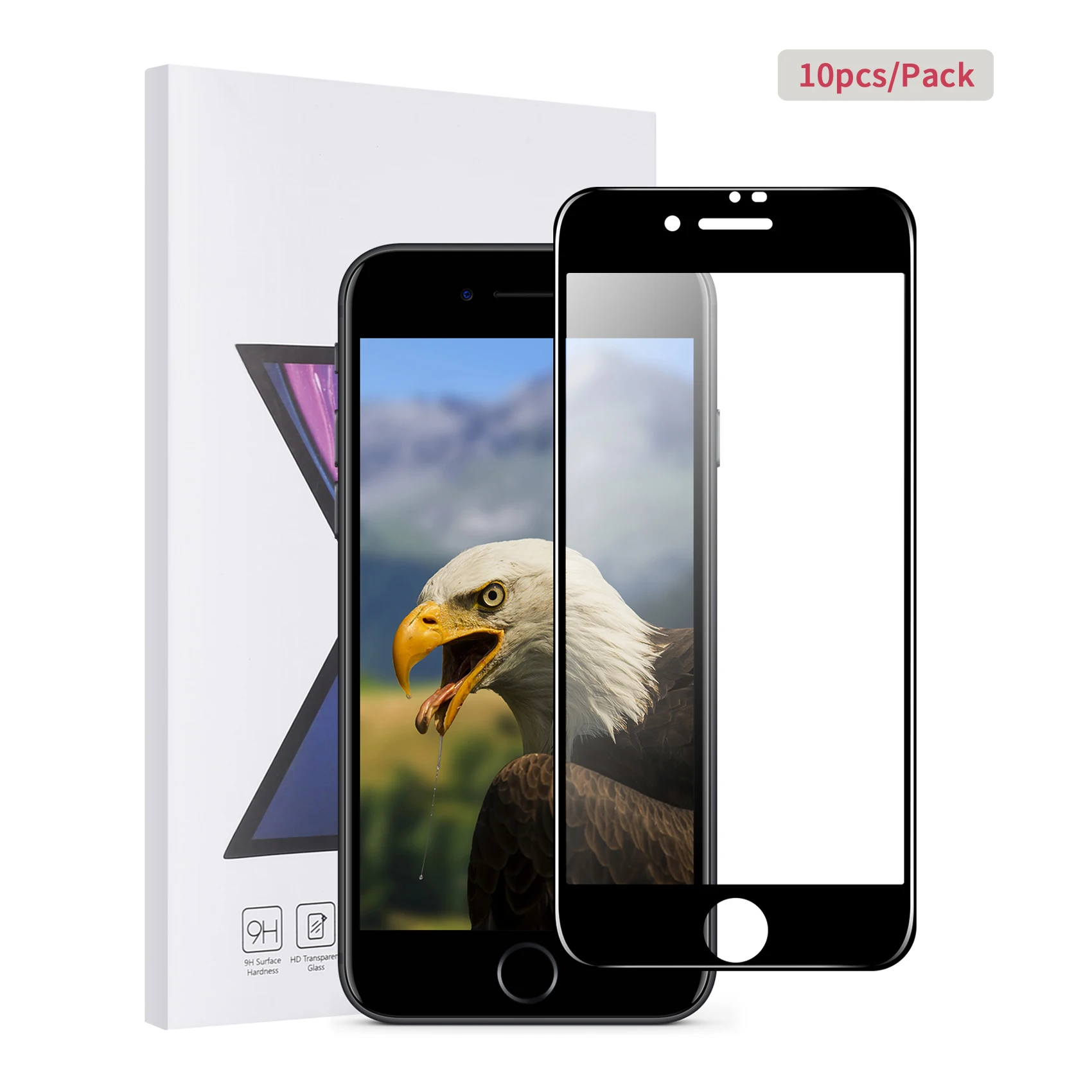 10 шт. новейший протектор экрана для Apple iPhone 8/8 Plus Закаленное стекло пленка 9H Высокая твердость [Lastest изогнутый край] - Цвет: iPhone 8 black